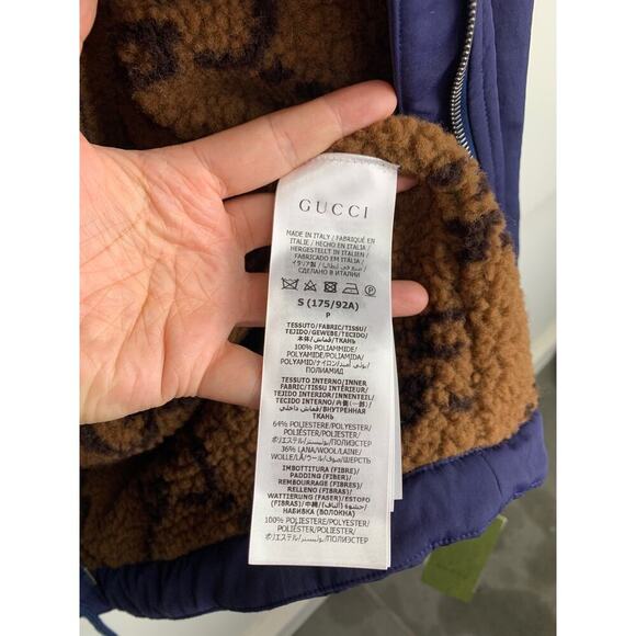 NWT Gucci two-tone Technical jersey jacket Navy Yellow Size S - Picture 14 of 16